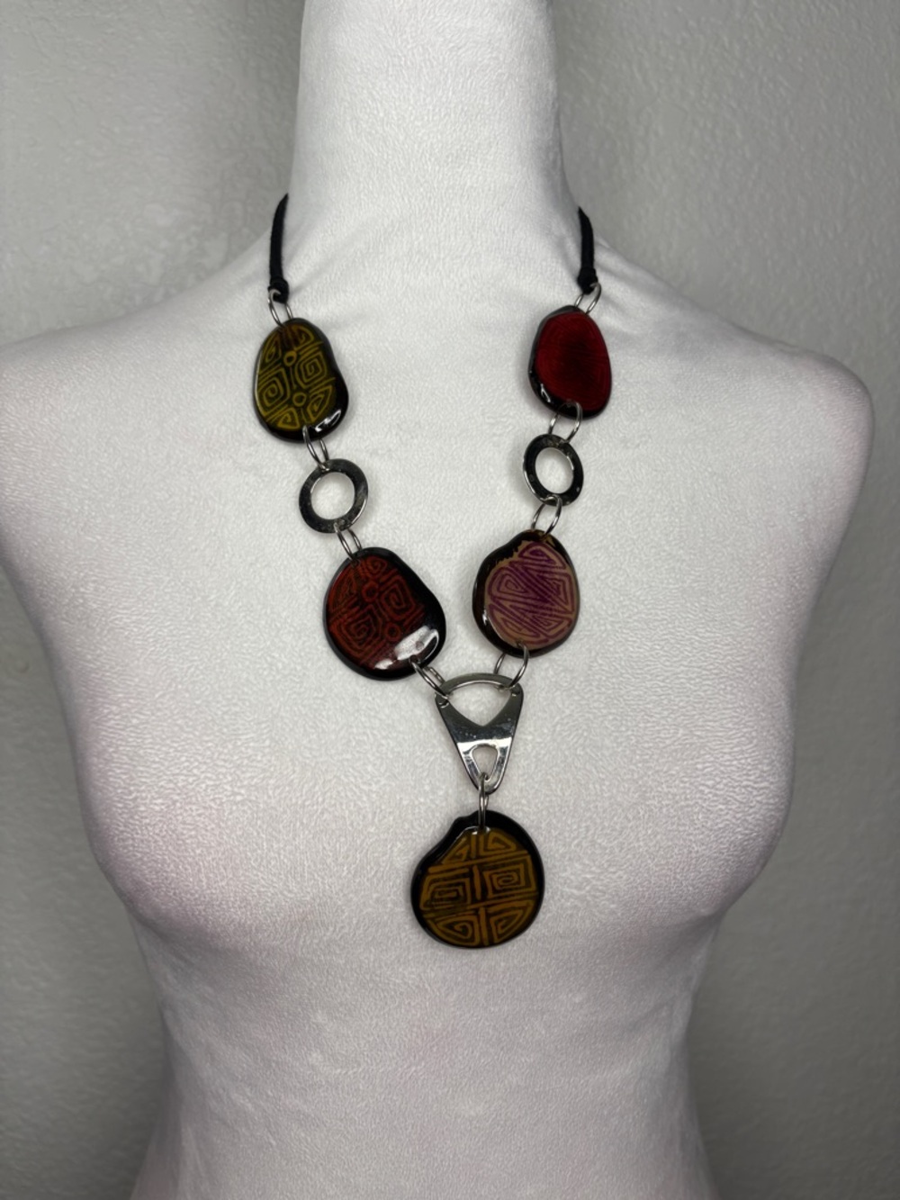 Multicolor Adjustable Columbian Statement Necklace Tribal Bohemian Hippie